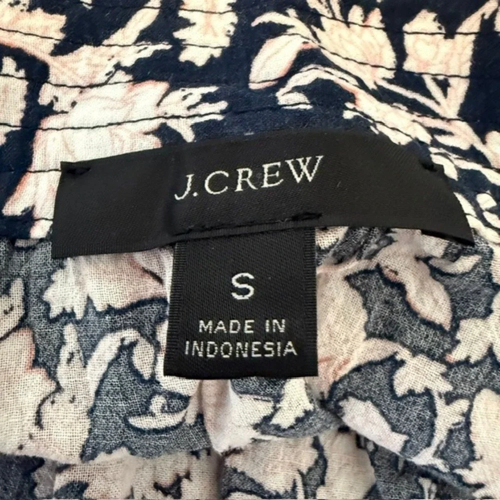 J.Crew Floral Peplum Cami Top Sleeveless Summer Cotton Navy Pink Small